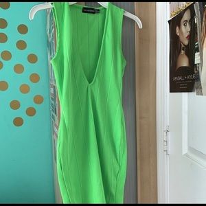Green V Neck Dress